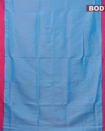 Banarasi Semi silk saree blue and pink with allover copper zari brocade weaves and copper zari woven border - {{ collection.title }} by Prashanti Sarees