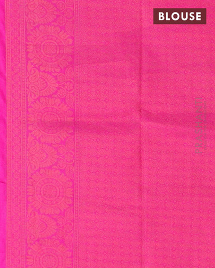 Banarasi Semi silk saree blue and pink with allover copper zari brocade weaves and copper zari woven border - {{ collection.title }} by Prashanti Sarees