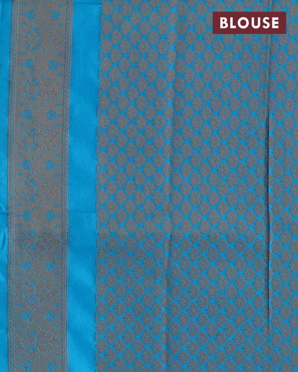 Banarasi Semi silk saree cream and cs blue with allover zari weaves and zari woven border - {{ collection.title }} by Prashanti Sarees