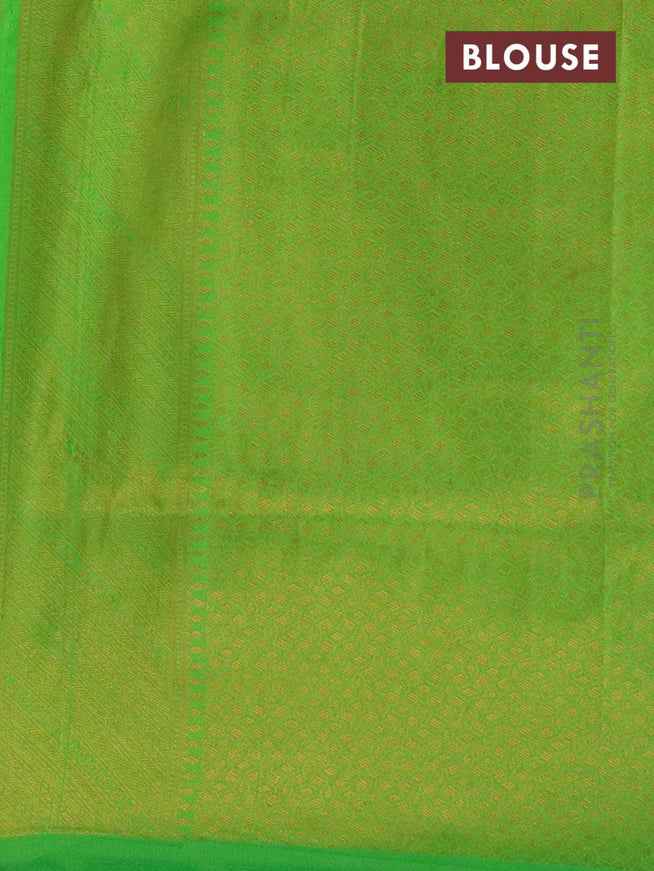 Banarasi semi silk saree cs blue and green with allover zari weaves and zari woven border - {{ collection.title }} by Prashanti Sarees