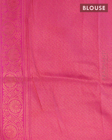Banarasi semi silk saree cs blue and pink with allover zari weaves and zari woven border - {{ collection.title }} by Prashanti Sarees