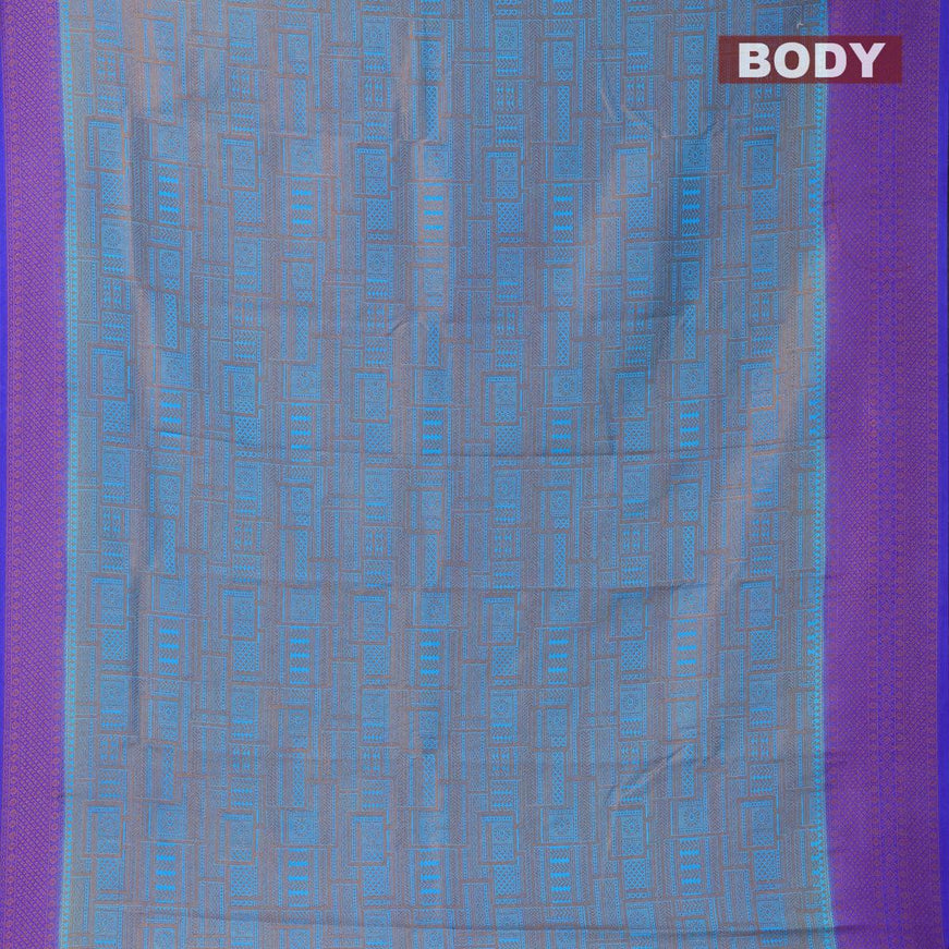 Banarasi semi silk saree cs blue and royal blue with allover weaves and woven border - {{ collection.title }} by Prashanti Sarees
