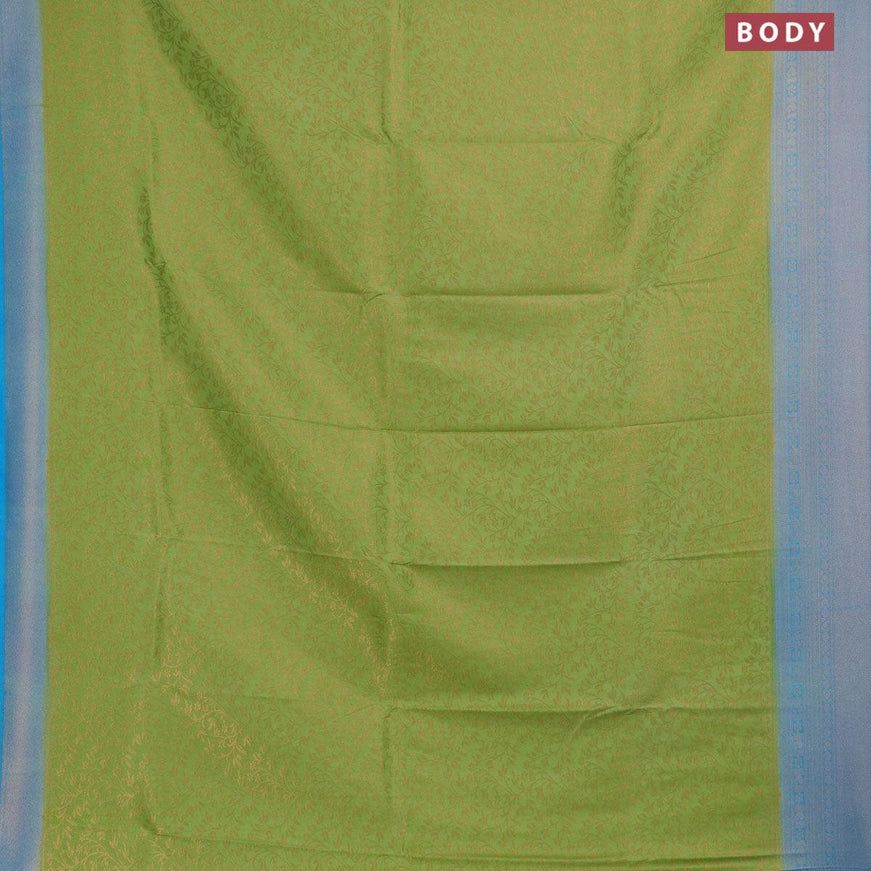 Banarasi semi silk saree light green and cs blue with allover zari weaves and zari woven border - {{ collection.title }} by Prashanti Sarees
