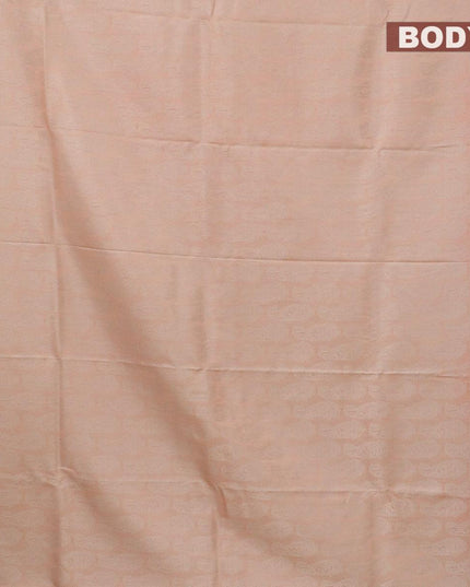 Banarasi Semi silk saree peach shade and red with allover silver zari weaves and silver zari woven border - {{ collection.title }} by Prashanti Sarees