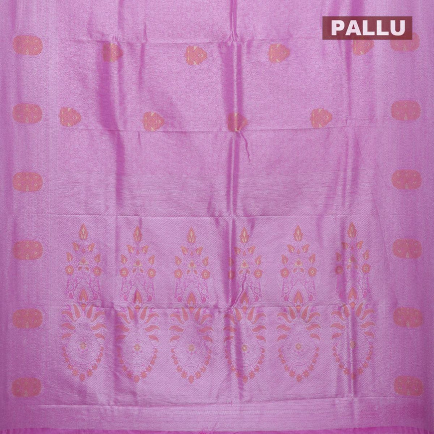 Banarasi Semi silk saree pink with allover silver zari brocade weaves and silver zari woven border - {{ collection.title }} by Prashanti Sarees
