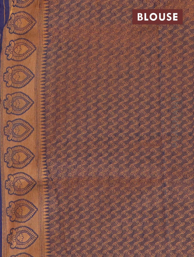 Banarasi semi silk saree red and navy blue with allover zari weaves and zari woven border - {{ collection.title }} by Prashanti Sarees