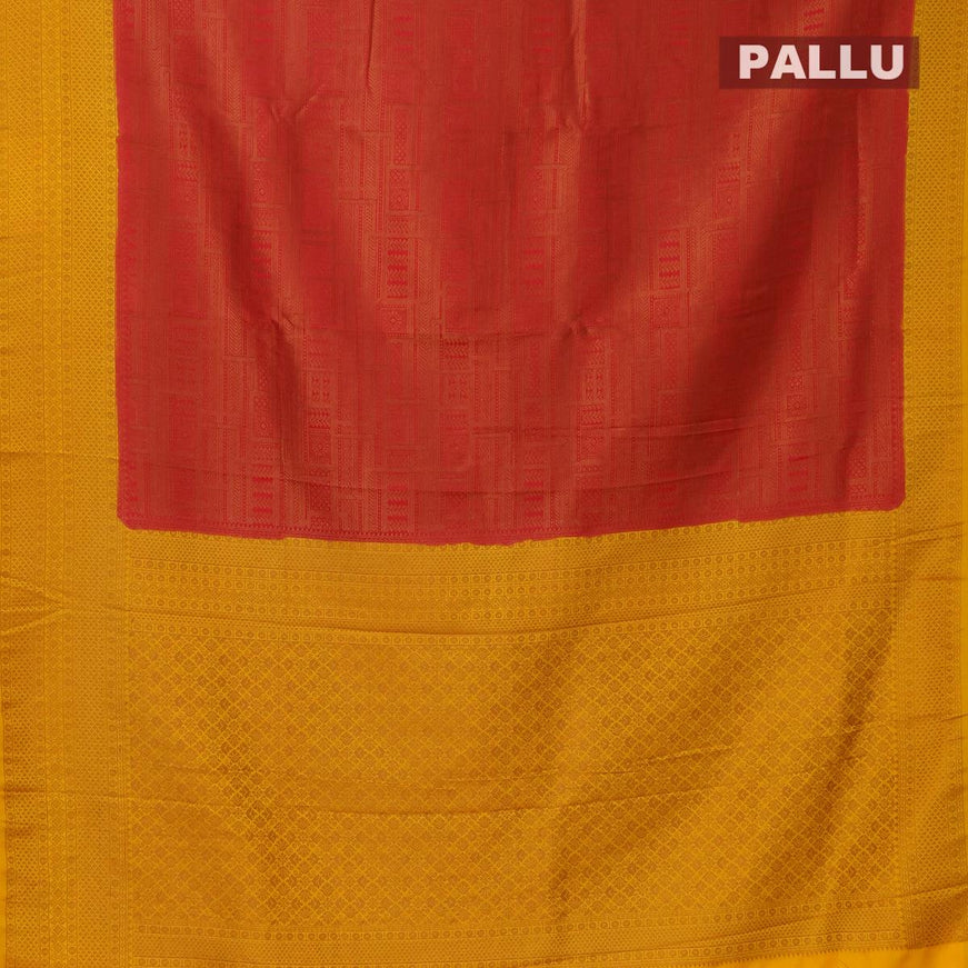 Banarasi semi silk saree red and yellow with allover weaves and woven border - {{ collection.title }} by Prashanti Sarees