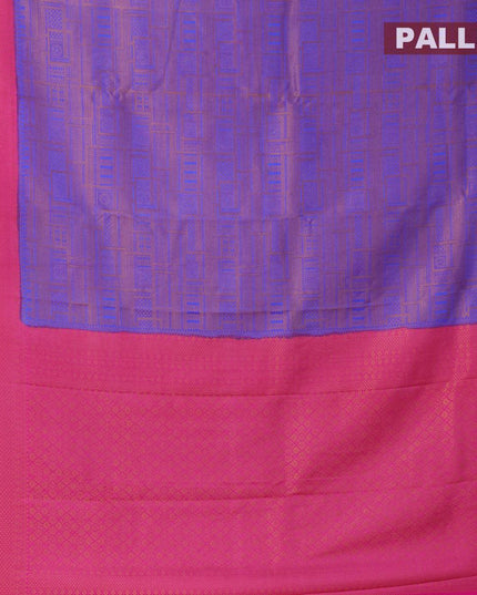 Banarasi semi silk saree royal blue and magenta pink with allover weaves and woven border - {{ collection.title }} by Prashanti Sarees