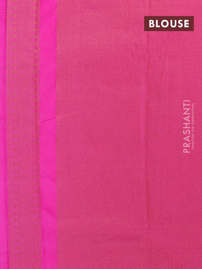 Banarasi semi silk saree royal blue and magenta pink with allover weaves and woven border - {{ collection.title }} by Prashanti Sarees