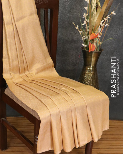 Banarasi semi silk saree sandal with allover zari weaves and zari woven border - {{ collection.title }} by Prashanti Sarees