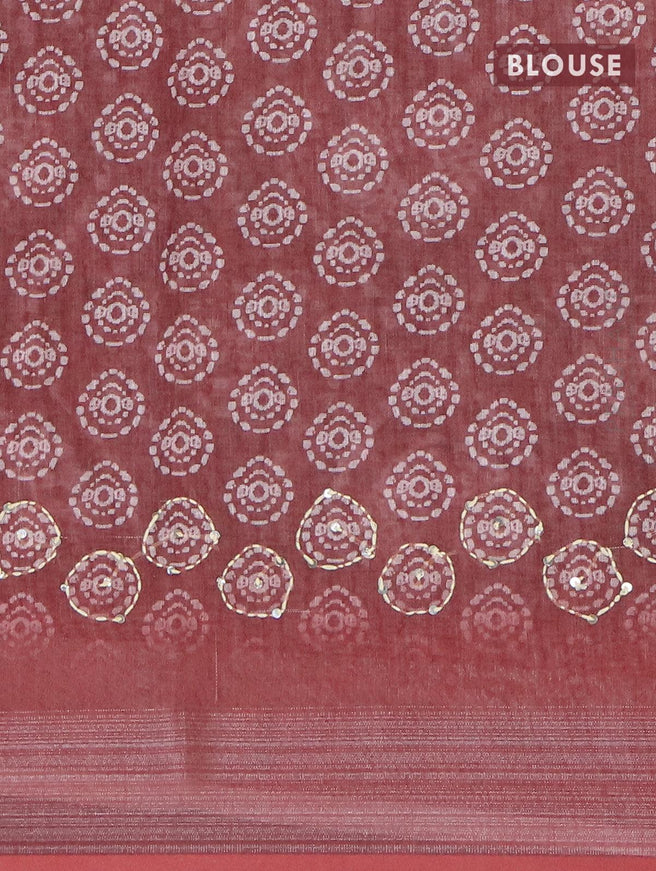 Bhagalpuri saree maroon with allover prints & kantha stitch work and silver zari woven border - {{ collection.title }} by Prashanti Sarees