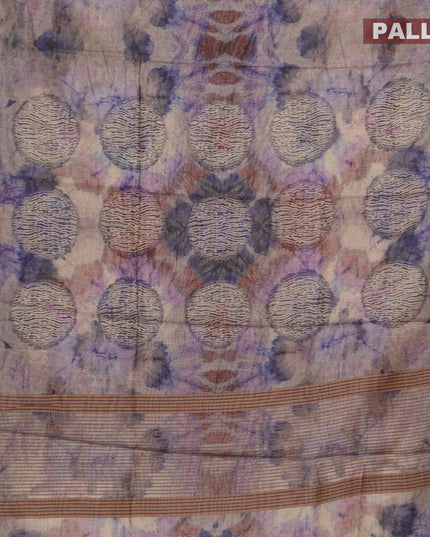 Bhagalpuri saree multi colour with batik prints and silver zari woven border - {{ collection.title }} by Prashanti Sarees