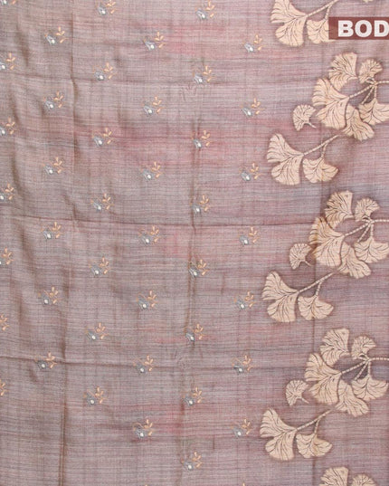 Bhagalpuri saree pastel brown with embroidery work - {{ collection.title }} by Prashanti Sarees
