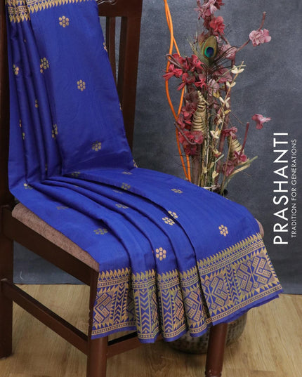 Bhagalpuri silk saree blue with allover woven buttas and woven border - {{ collection.title }} by Prashanti Sarees