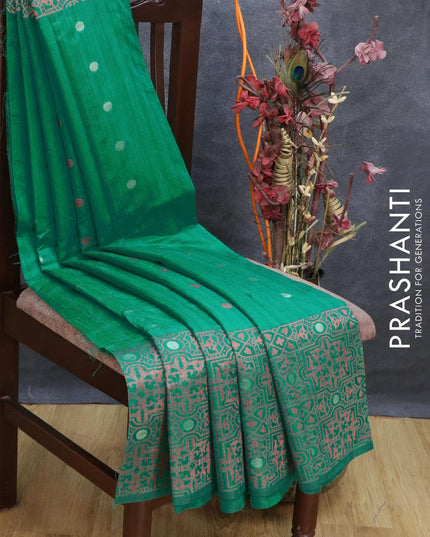 Bhagalpuri silk saree green with allover woven buttas and long woven border - {{ collection.title }} by Prashanti Sarees