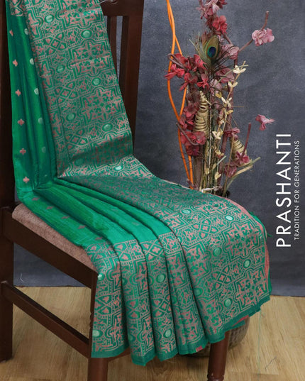 Bhagalpuri silk saree green with allover woven buttas and long woven border - {{ collection.title }} by Prashanti Sarees