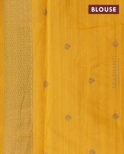 Bhagalpuri silk saree mango yellow with allover woven buttas and floral design woven border - {{ collection.title }} by Prashanti Sarees