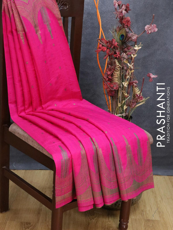 Bhagalpuri silk saree pink with allover woven buttas and temple woven border - {{ collection.title }} by Prashanti Sarees