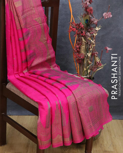 Bhagalpuri silk saree pink with allover woven buttas and temple woven border - {{ collection.title }} by Prashanti Sarees