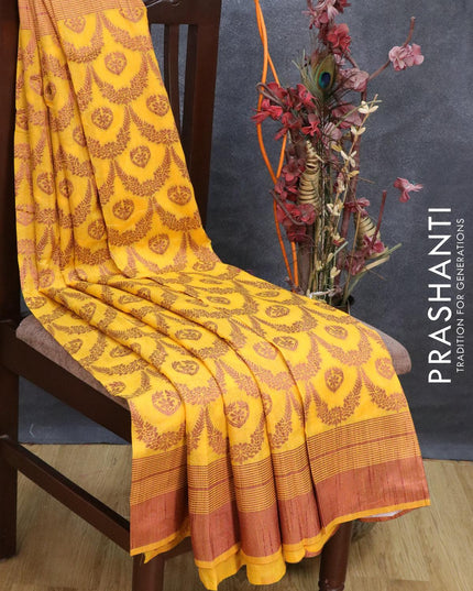 Bhagalpuri silk saree yellow with allover weaves and woven border - {{ collection.title }} by Prashanti Sarees