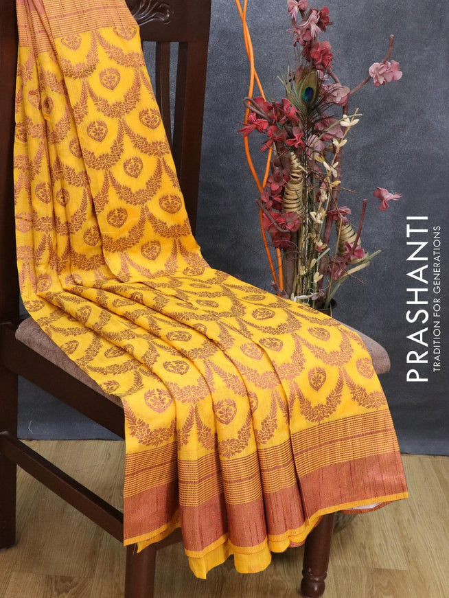 Bhagalpuri silk saree yellow with allover weaves and woven border - {{ collection.title }} by Prashanti Sarees