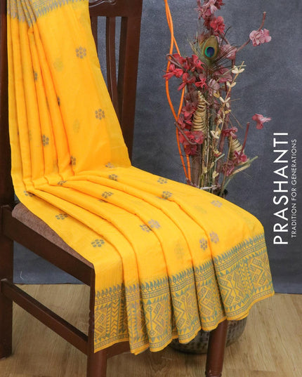 Bhagalpuri silk saree yellow with allover woven buttas and woven border - {{ collection.title }} by Prashanti Sarees