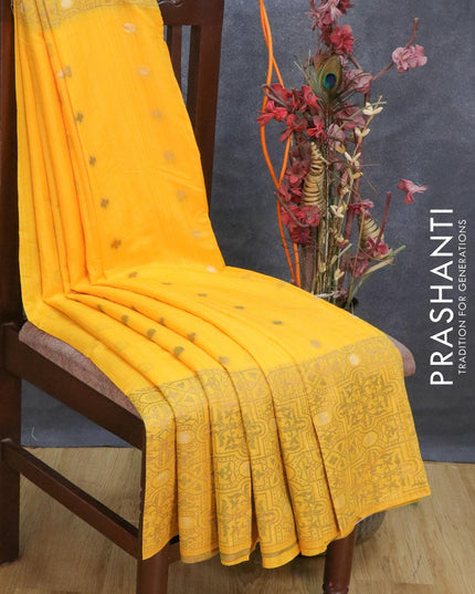 Bhagalpuri silk saree yellow with woven buttas and long woven border - {{ collection.title }} by Prashanti Sarees