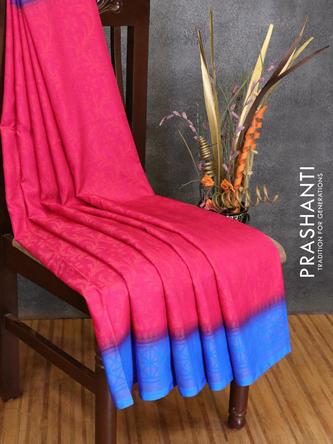 Brasso saree pink and blue shade with allover weaves - {{ collection.title }} by Prashanti Sarees