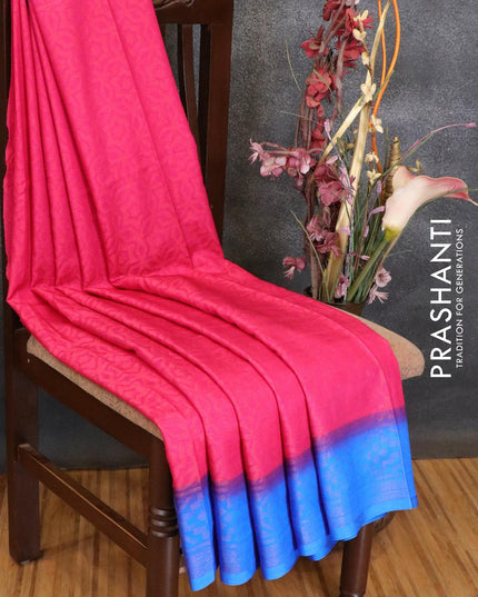Brasso saree pink and blue with allover geometric weaves - {{ collection.title }} by Prashanti Sarees