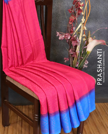 Brasso saree pink and blue with allover geometric weaves - {{ collection.title }} by Prashanti Sarees