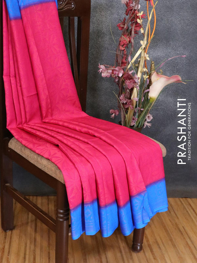Brasso saree pink and blue with allover weaves - {{ collection.title }} by Prashanti Sarees
