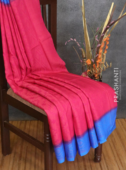 Brasso saree pink and blue with allover weaves - {{ collection.title }} by Prashanti Sarees