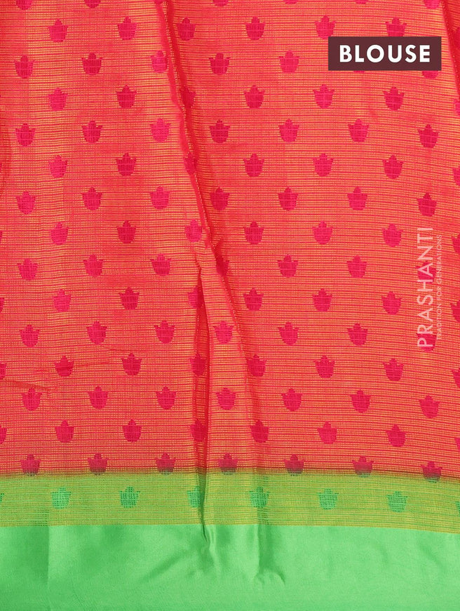 Brasso saree pink and light green with allover weaves and satin border - QZM1883 - {{ collection.title }} by Prashanti Sarees
