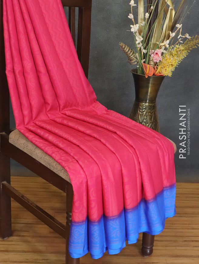 Brasso saree pink and royal blue with allover weaves - {{ collection.title }} by Prashanti Sarees