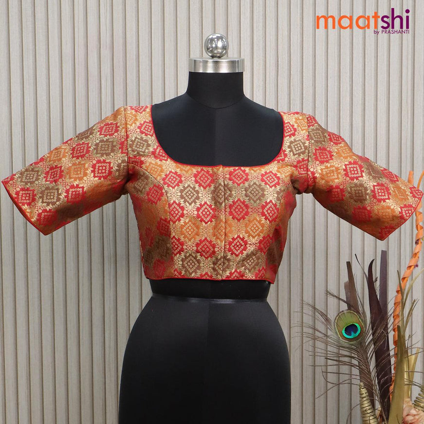 Brocade readymade blouse multi colour with allover zari weaves and back knot - {{ collection.title }} by Prashanti Sarees