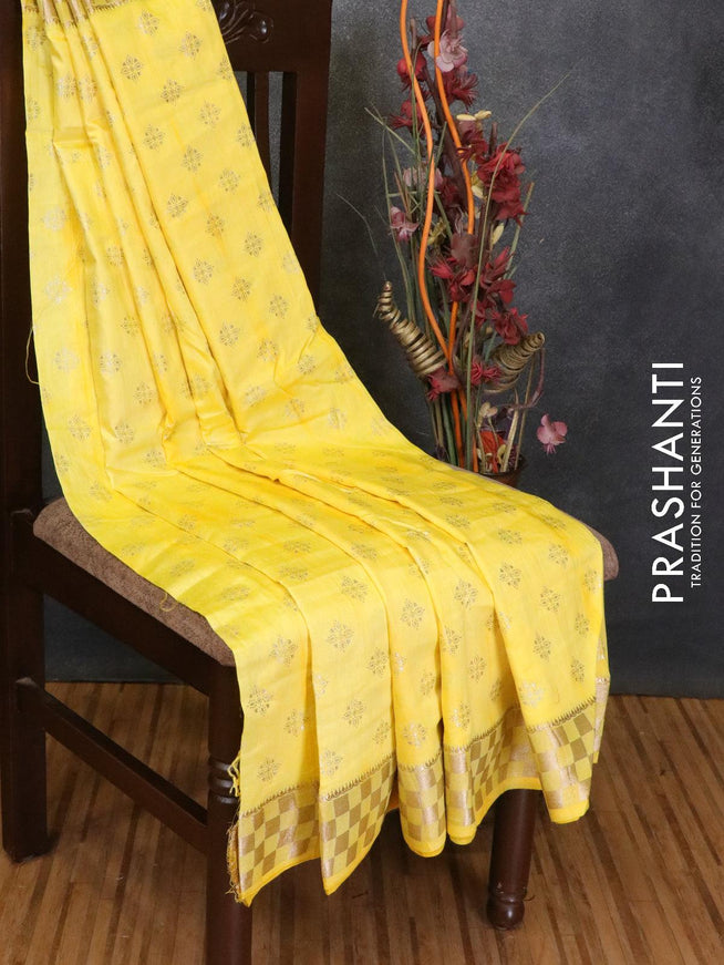 Chanderi saree yellow with tie & dye prints and zari woven border - {{ collection.title }} by Prashanti Sarees