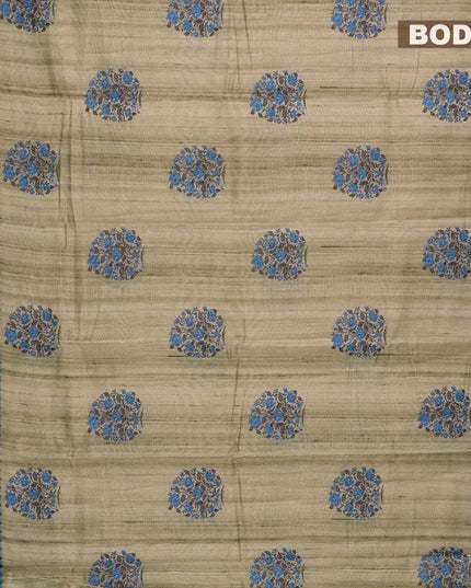 Chappa saree beige and blue with floral butta prints and banarasi style border - {{ collection.title }} by Prashanti Sarees
