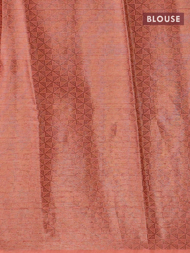 Chappa saree beige and dark peach with floral butta prints and banarasi style border - {{ collection.title }} by Prashanti Sarees