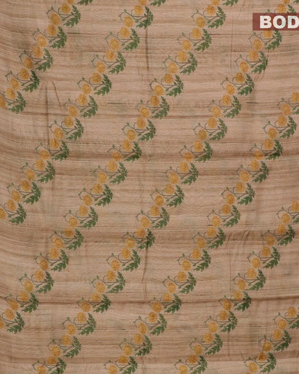 Chappa saree beige and khaki shade with allover floral prints and banarasi style border - {{ collection.title }} by Prashanti Sarees