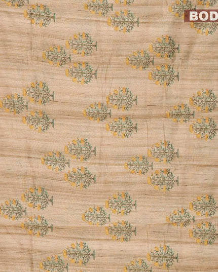Chappa saree beige and mustard yellow with floral butta prints and banarasi style border - {{ collection.title }} by Prashanti Sarees