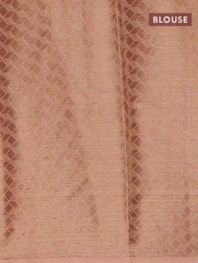 Chappa saree beige and pastel brown with allover floral prints and banarasi style border - {{ collection.title }} by Prashanti Sarees