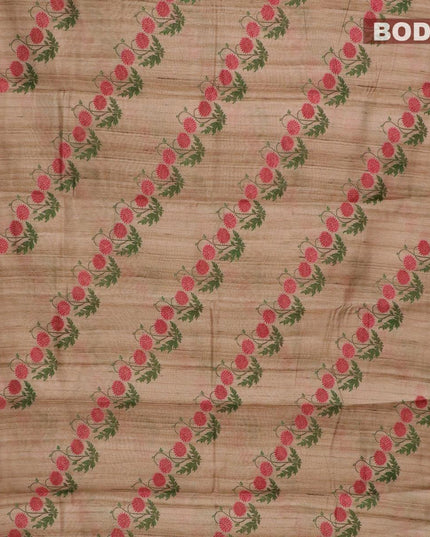 Chappa saree beige and pastel pink with allover floral prints and banarasi style border - {{ collection.title }} by Prashanti Sarees