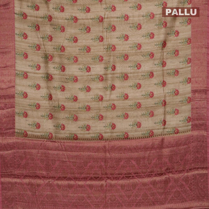 Chappa saree beige and pastel pink with floral butta prints and banarasi style border - {{ collection.title }} by Prashanti Sarees
