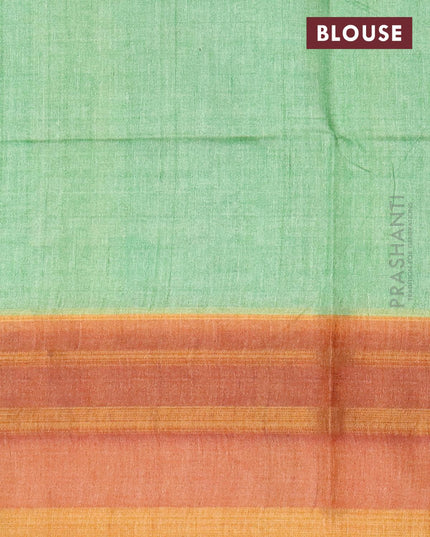 Chappa saree beige and rust shade with allover prints and temple design simple zari border - {{ collection.title }} by Prashanti Sarees