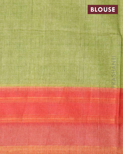 Chappa saree beige and rustic orange with allover prints and temple design simple zari border - {{ collection.title }} by Prashanti Sarees