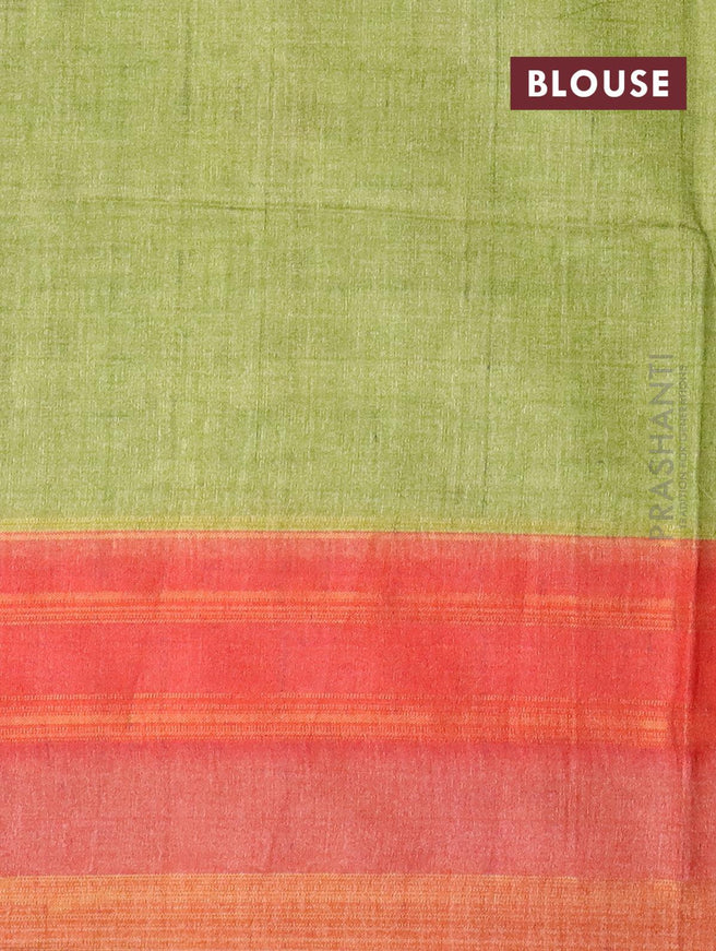 Chappa saree beige and rustic orange with allover prints and temple design simple zari border - {{ collection.title }} by Prashanti Sarees