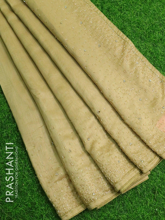 Chappa saree beige with embroidery beads & stone work - {{ collection.title }} by Prashanti Sarees