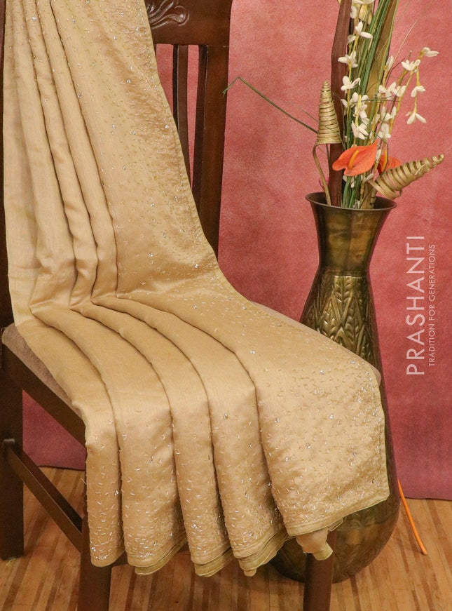 Chappa saree beige with embroidery beads & stone work - {{ collection.title }} by Prashanti Sarees