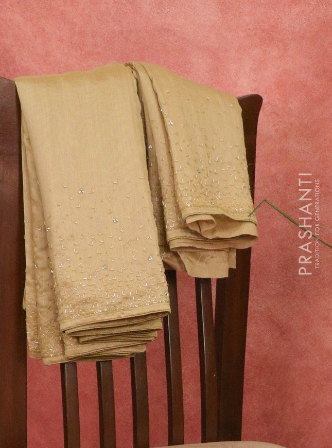 Chappa saree beige with embroidery beads & stone work - {{ collection.title }} by Prashanti Sarees
