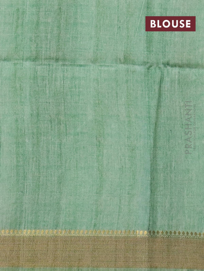 Chappa saree green shade with allover floral prints and zari woven border - {{ collection.title }} by Prashanti Sarees